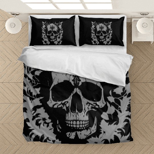 gothic skull in organic ornaments Bedding Sets