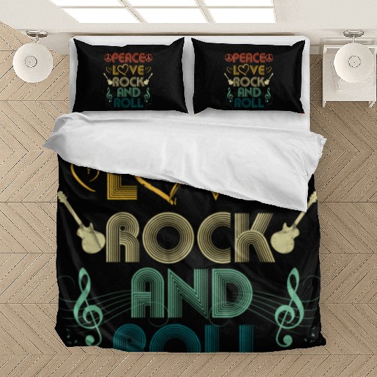 Peace Love Rock And Roll Distressed Rock Concert Bedding Sets