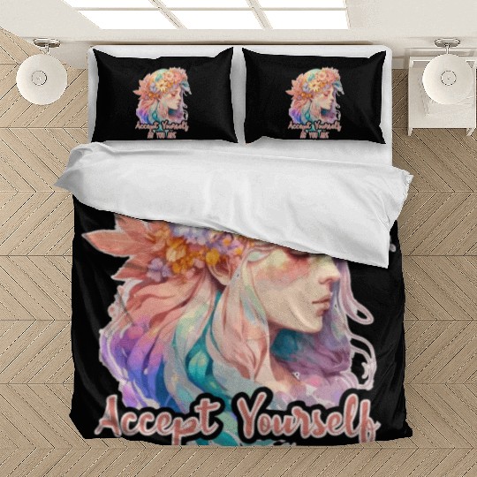 Mental Health Quote Flower Crown Women Positivity Bedding Sets