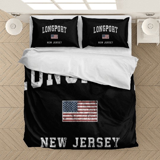 Longport New Jersey Nj American Flag Sports Bedding Sets