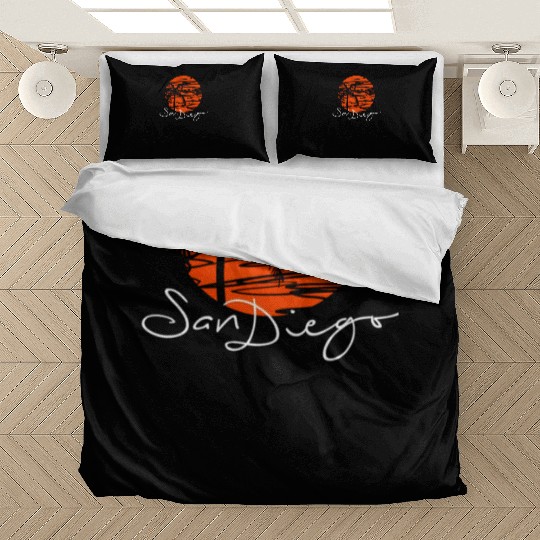 Creative San Diego Travel Vacation- Sunset - Palm Bedding Sets