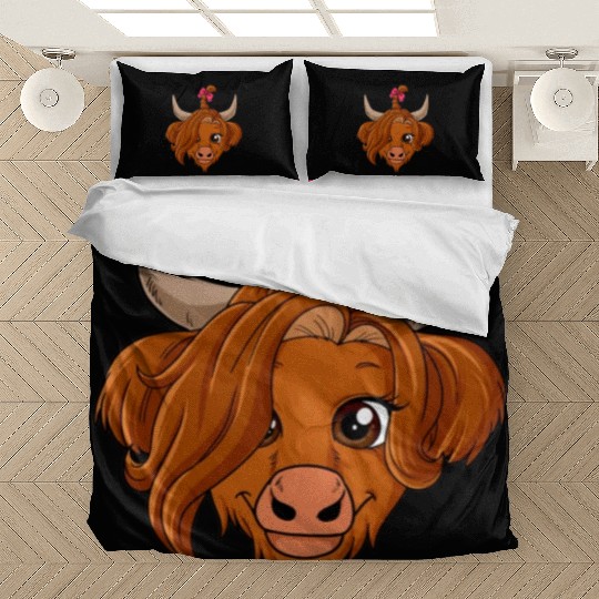 Scottish Highland Cow Cute Heifer Highland Cow Far Bedding Sets