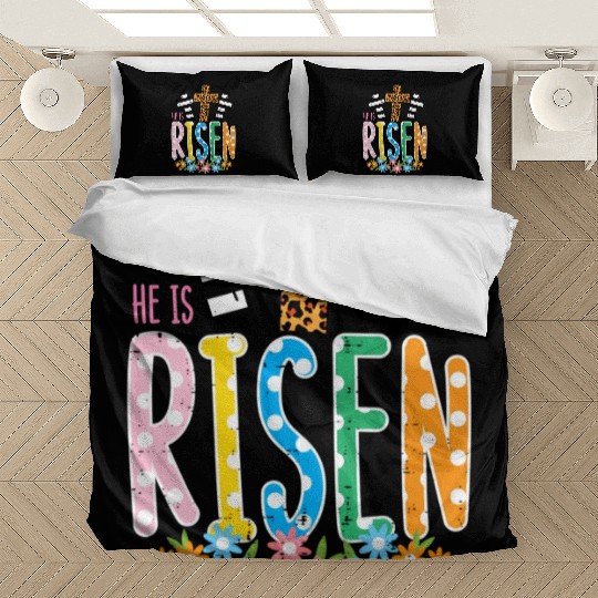 He Is Risen Leopard Cross Easter Jesus Religious Bedding Sets