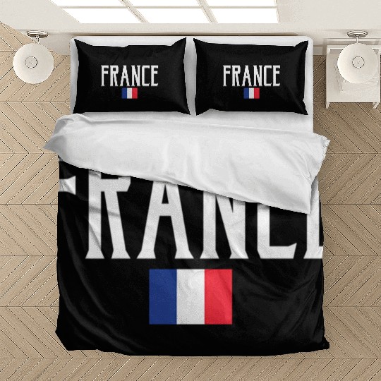 France Flag White Text Bedding Sets