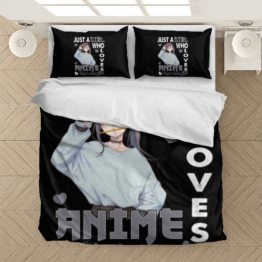 Japanese Anime Drawing Just A Who Loves etching Bedding Sets