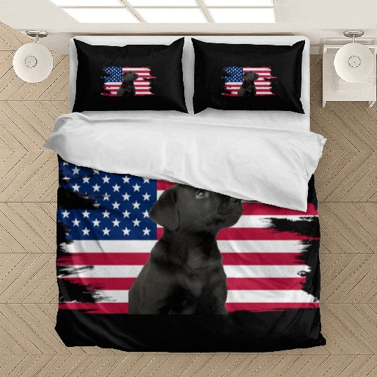 American Flag Dog Black Lab Puppy Bedding Sets