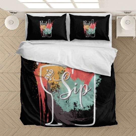 Paint And Sip Party Night Wine And Canvas Novelty Bedding Sets