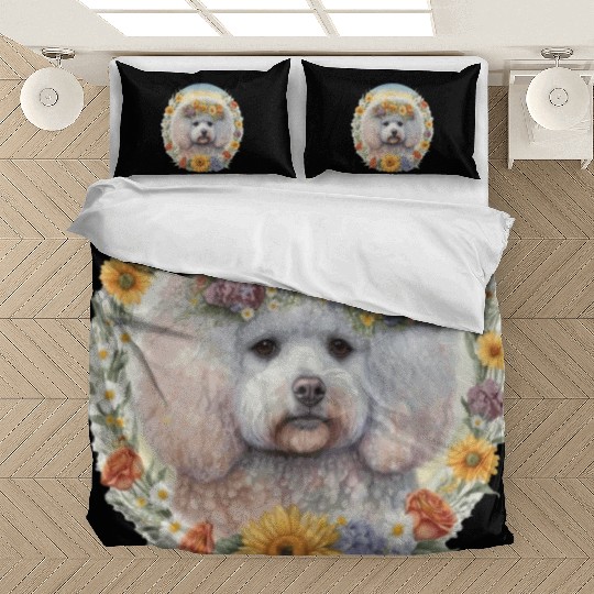 Cute Bichon Frise Sunflower Dog Breed Pet Puppy Bedding Sets