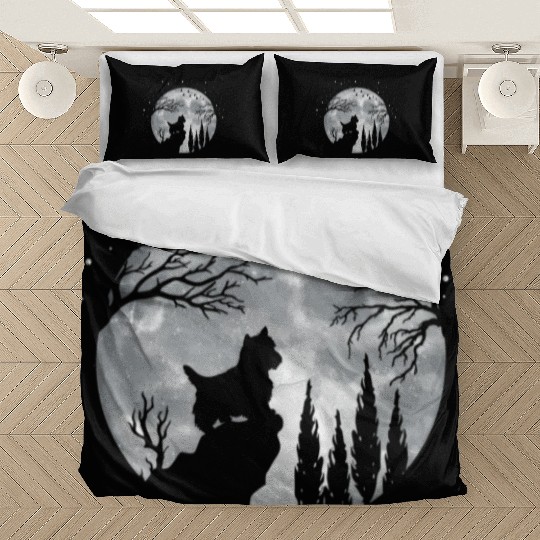 Yorhire Terrier Full Moon At Night Pet Bedding Sets