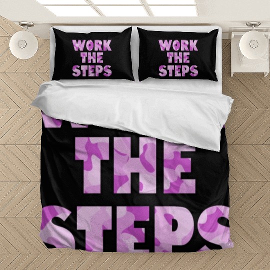 Work the Steps purple camo Bedding Sets