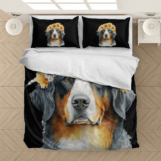 Cute Bernese Mountain Sunflower Dog Breed Pet Pupp Bedding Sets