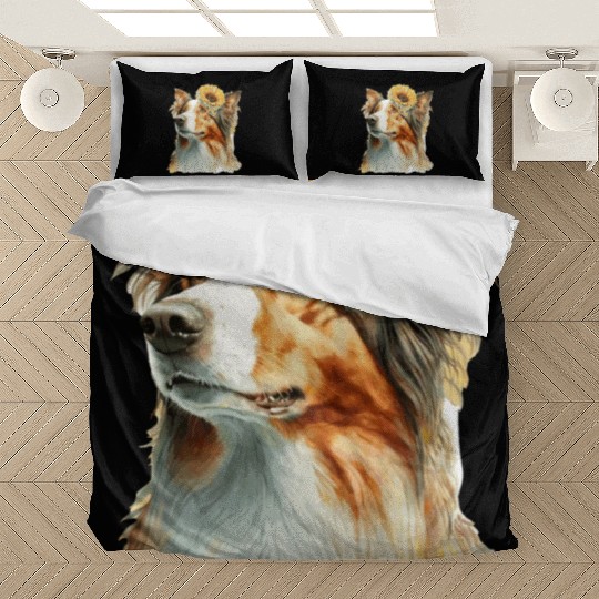 Cute Border Collie Sunflower Dog Breed Pet Puppy Bedding Sets