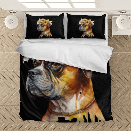 Cute Boxer Sunflower Dog Breed Pet Puppy Bedding Sets