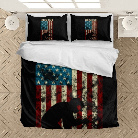 Welding Patriotic Distressed Usa American Flag Bedding Sets