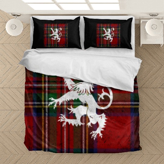Scottish Tartan Red Plaid Scotland Lion Royal Bedding Sets
