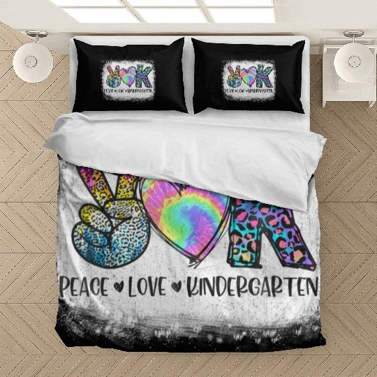 Peace Love Kindergarten Teacher Appreciation Bedding Sets
