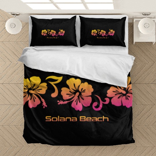 Solana Beach California Hibiscus Souvenir Vacation Bedding Sets