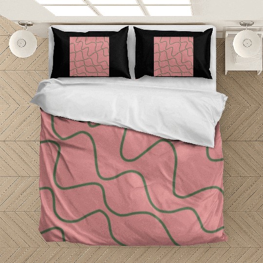 Green Pink Marble Boho Groovy Liquid Swirl Pattern Bedding Sets