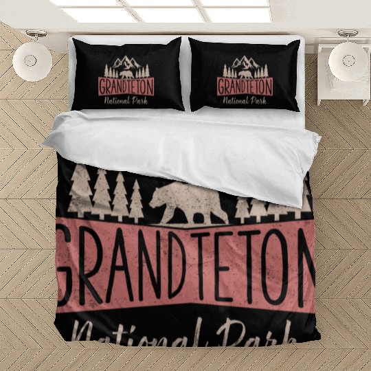 Vintage Grand Teton National Park Us Mountains Bedding Sets