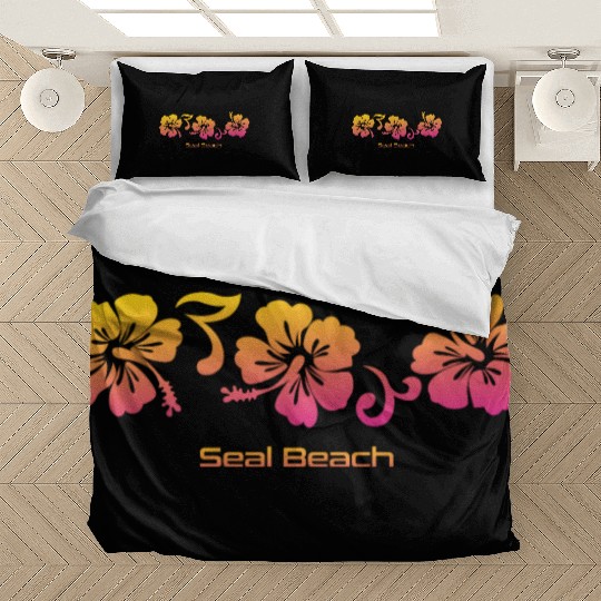 Seal Beach California Hibiscus Souvenir Vacation Bedding Sets