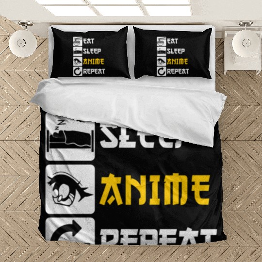 Eat Sleep Anime Repeat Manga Japan Saying Cosplay Bedding Sets