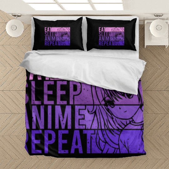 Anime Bedding Sets Eat Sleep Anime Repeat Anime