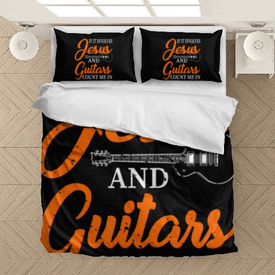 Funny Guitarist Christian Religious Guitar Player Bedding Sets