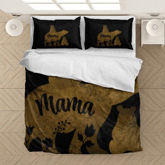 Mama Bear With 2 Cubs Mom of Two Bedding Sets