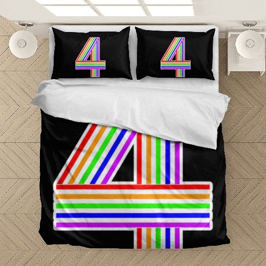 Happy Family Clothing Rainbow 4th Birthday Number Bedding Sets