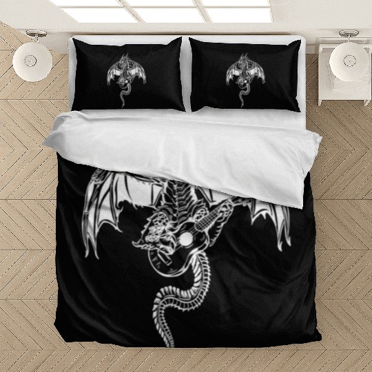 SEEMBO Dragon Playing Guitar Guitarist Musician Bedding Sets
