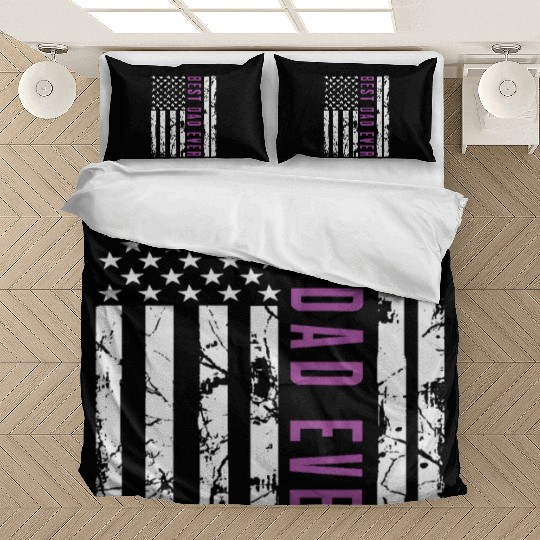 Best Dad Ever With US American Flag Fathers Day Bedding Sets