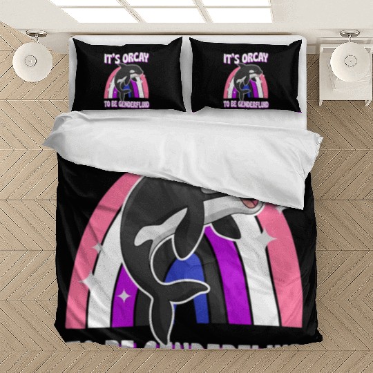 It'S Orcay To Be Genderfluid Lgbtq Ally Orca Whale Bedding Sets