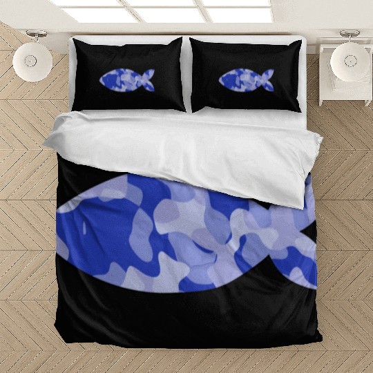 Fish blue camo Bedding Sets