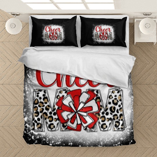 Cheer Mom Leopard Cheerleader Bleached Mother Bedding Sets