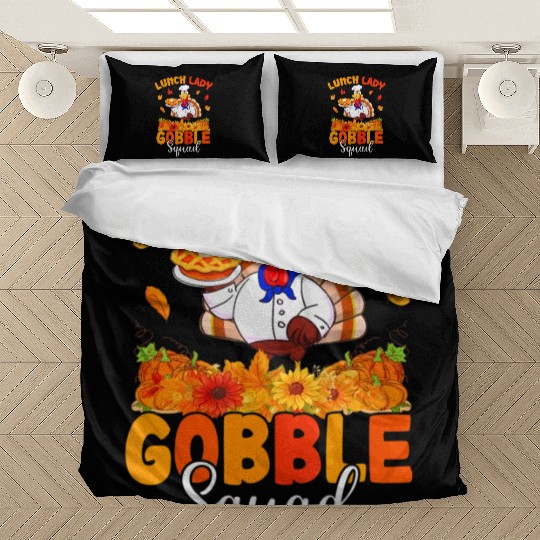 Funny Lunch Lady Autumn Turkey Gobble Happy Bedding Sets