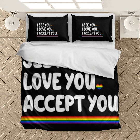 I See Love Accept You Gay Rainbow Pride Flag Lgbtq Bedding Sets