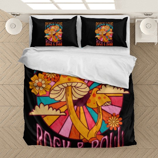 Peace Love Rock And Roll Distressed Rock Concert Bedding Sets
