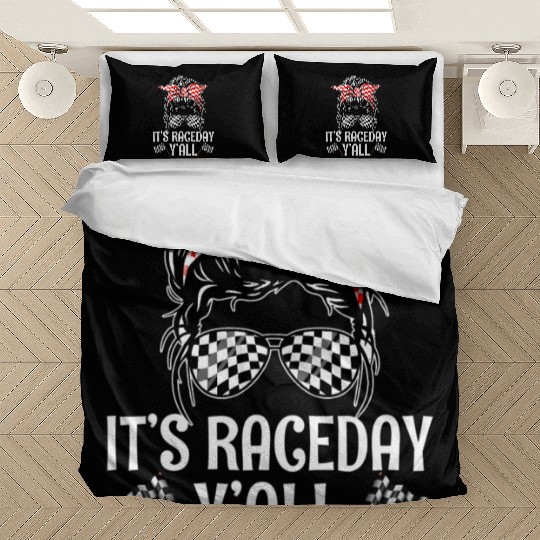 It'S Race Day Y'All Checkered Flag Racing Messy Bedding Sets