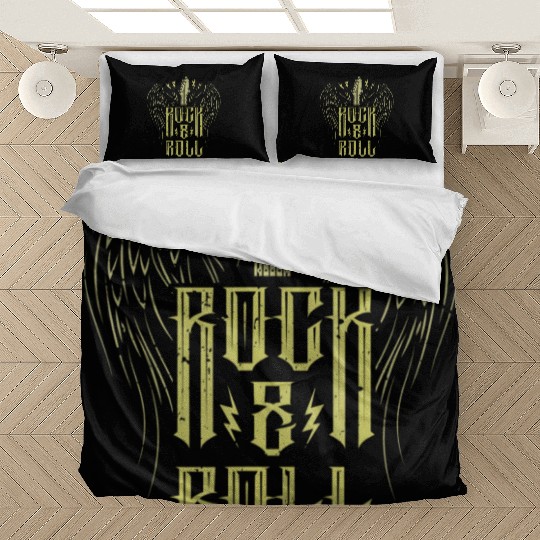 Rock And Roll Vintage Bass Guitar Wings Guitarist Bedding Sets