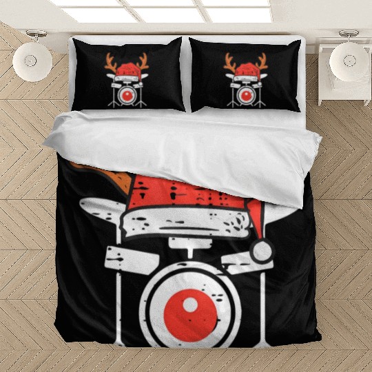 Drums Christmas Music Instrument Band Drummer Bedding Sets