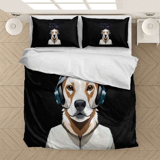 Pawsome Fur Riffs - Canine with Cool Headphones Bedding Sets