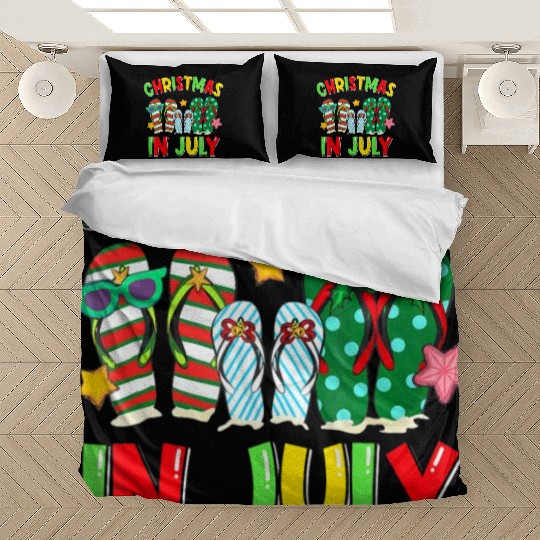Christmas in July Flip Flops Summer Vacation Bedding Sets