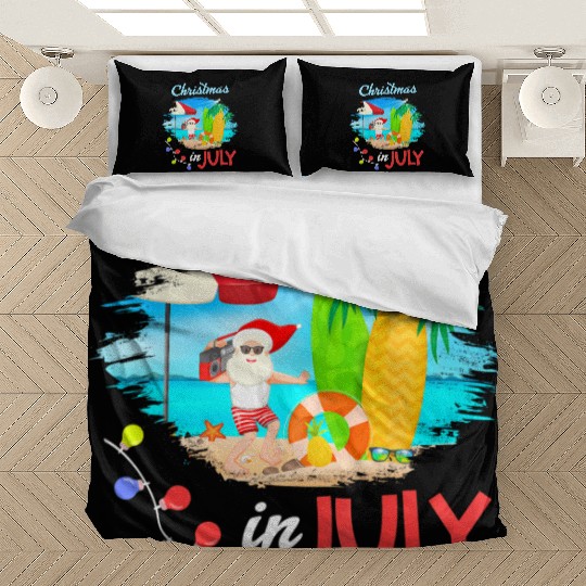 Christmas in July Santa Hawaiian Summer Hawaii Bedding Sets