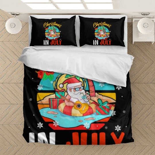 Christmas In July Hawaiian Santa Relaxing On Bedding Sets