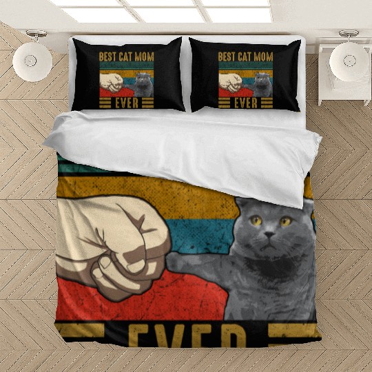 Vintage Best Cat Mom Ever Mothers Day Scottish Fol Bedding Sets