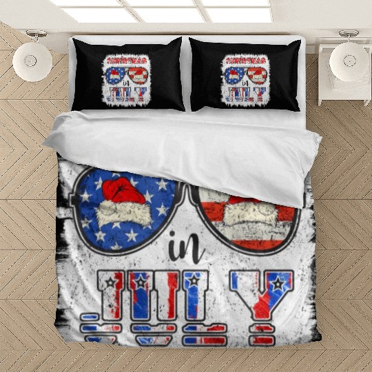 Christmas in July Santa Hat Sunglasses Summer Bedding Sets