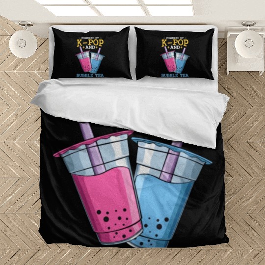 Powered By K Pop And Bubble Tea Kawaii Korean Boba Bedding Sets