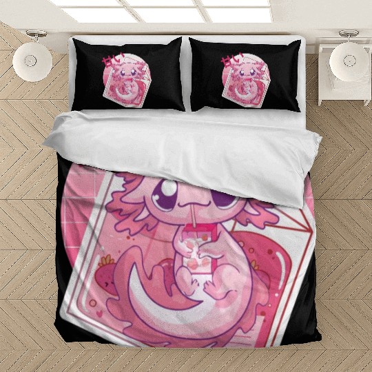 Axolotl Pastel Goth Strawberry Milk Shake Anime Ja Bedding Sets