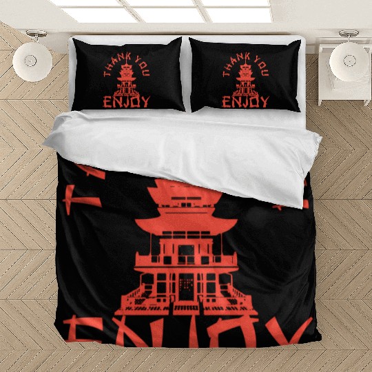 Chinese Take Out Thank You Enjoy Food Asian Bedding Sets