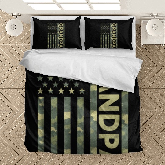 Proud Grandpa Camouflage American Us Flag Camo Bedding Sets